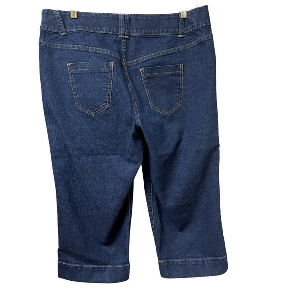 LANE BRYANT Capri Jeans Size 14 Blue Denim Bermuda Shorts Stretch Slimming - Picture 2 of 9